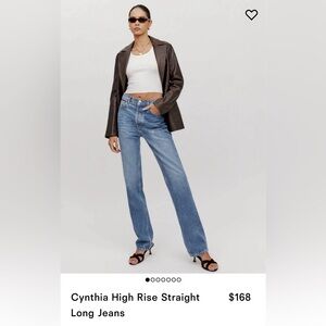 Reformation Cynthia High Rise Straight Long Jeans
